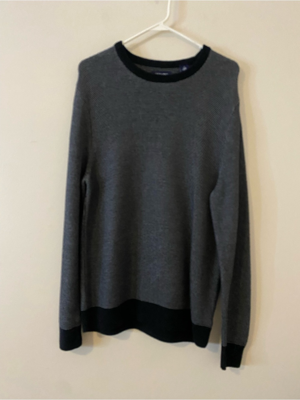 Chaps Cotton Charcoal and Black Crewneck Sweater
